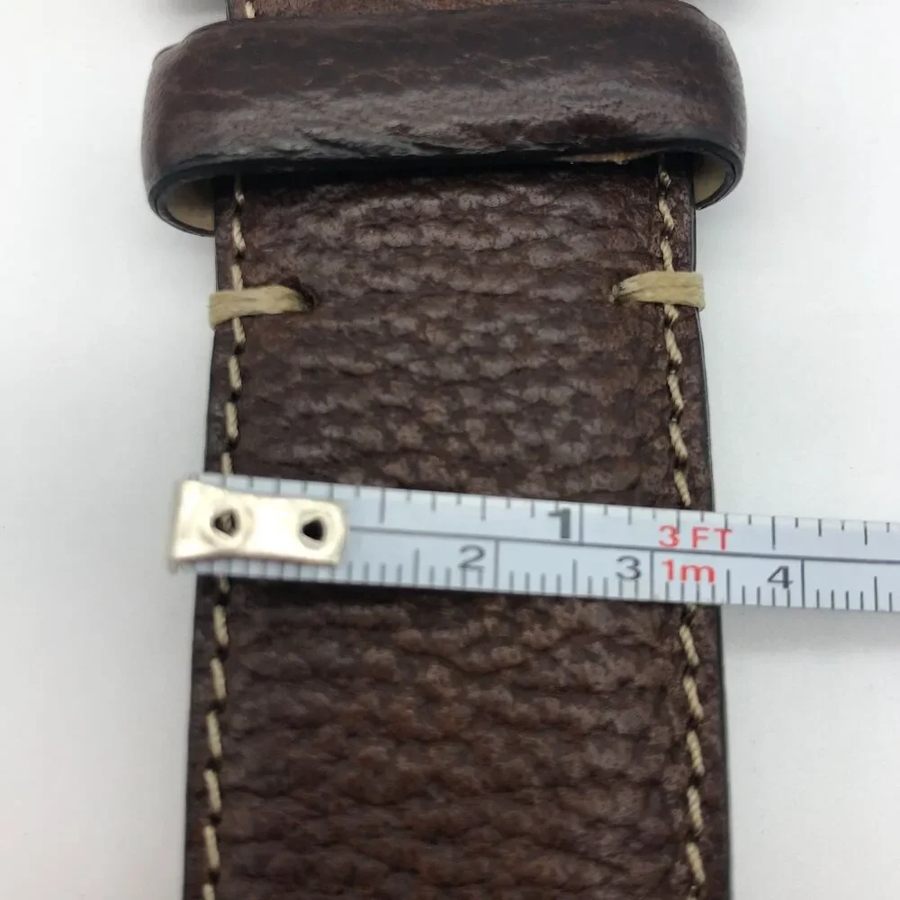 Tommy Bahama Mens Leather Belt Size 44 Brown Contrast Stitch Italy